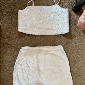 Elegant White Sequin Skirt Set from Abercrombie